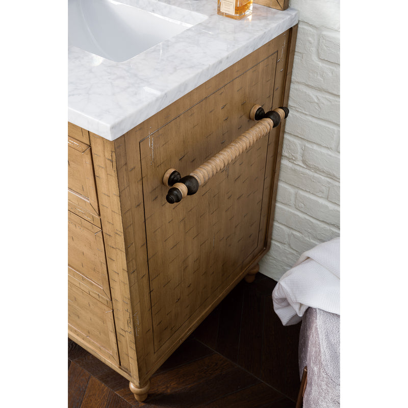 James Martin Copper Cove 26" Driftwood Patina Single Vanity with 3 cm Carrara Marble Top 300-V26-DRP-3CAR