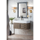 James Martin Mercer Island 36" Single Vanity Ash Gray with Glossy White Composite Top 389-V36-AGR-A-GW