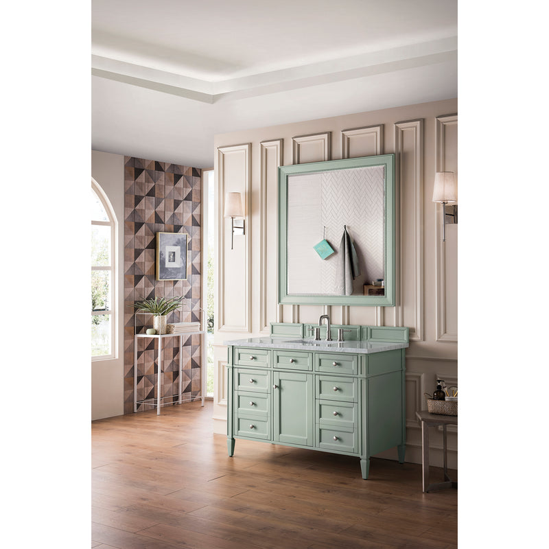 James Martin Brittany 48" Sage Green Single Vanity with 3 cm Carrara Marble Top 650-V48-SGR-3CAR