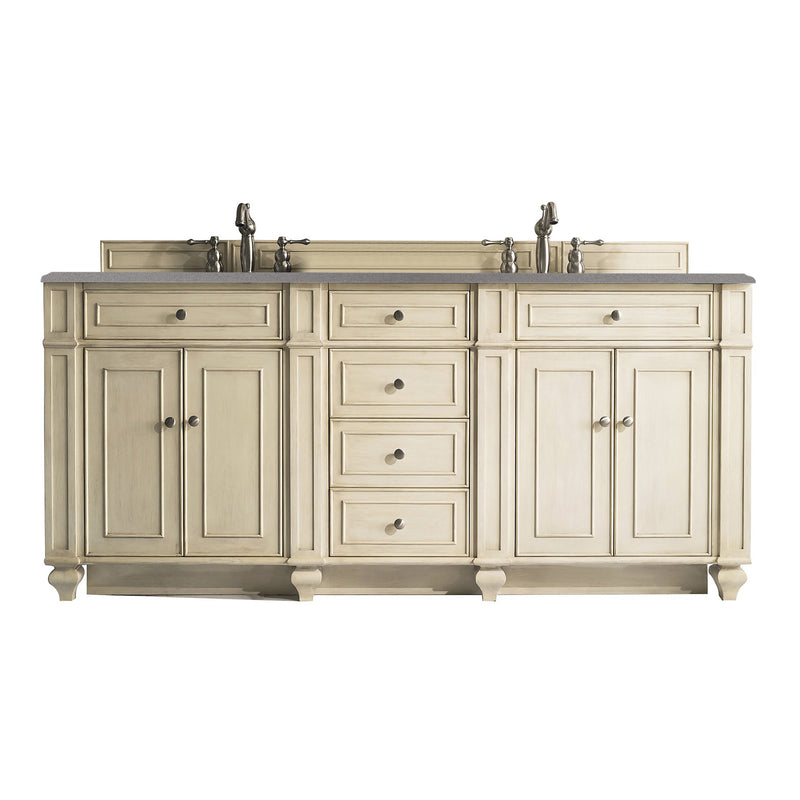 James Martin Bristol 72" Double Vanity Vintage Vanilla with 3 cm Grey Expo Quartz Top 157-V72-VV-3GEX