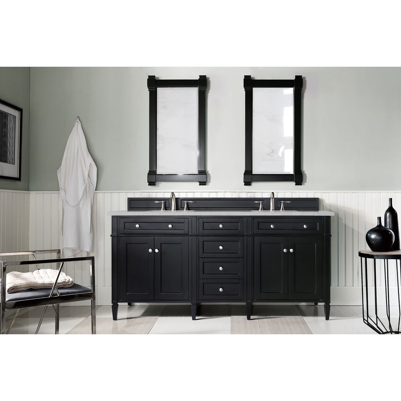 James Martin Brittany 72" Black Onyx Double Vanity with 3 cm Eternal Serena Quartz Top 650-V72-BKO-3ESR