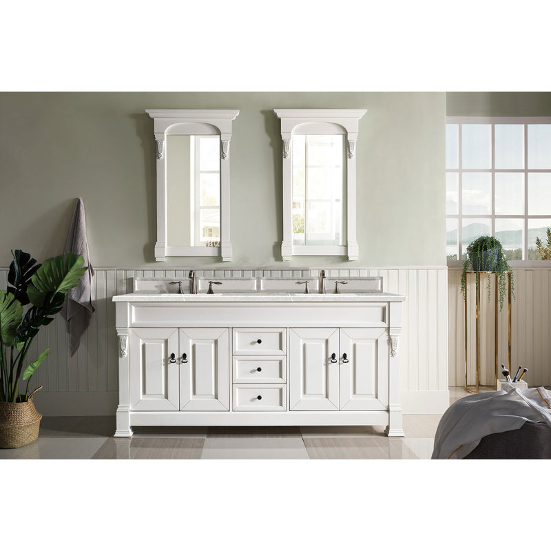 James Martin Brookfield 72" Bright White Double Vanity with 3 cm Eternal Serena Quartz Top 147-V72-BW-3ESR