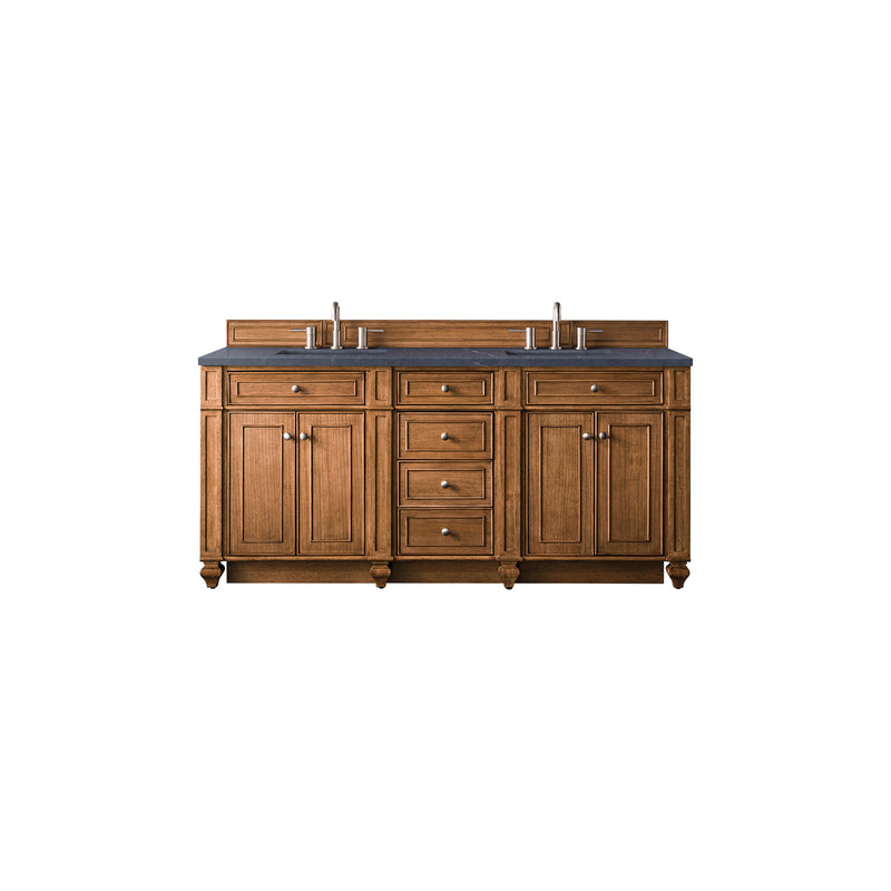 James Martin Bristol 72" Double Vanity Saddle Brown with 3 cm Charcoal Soapstone Quartz Top 157-V72-SBR-3CSP