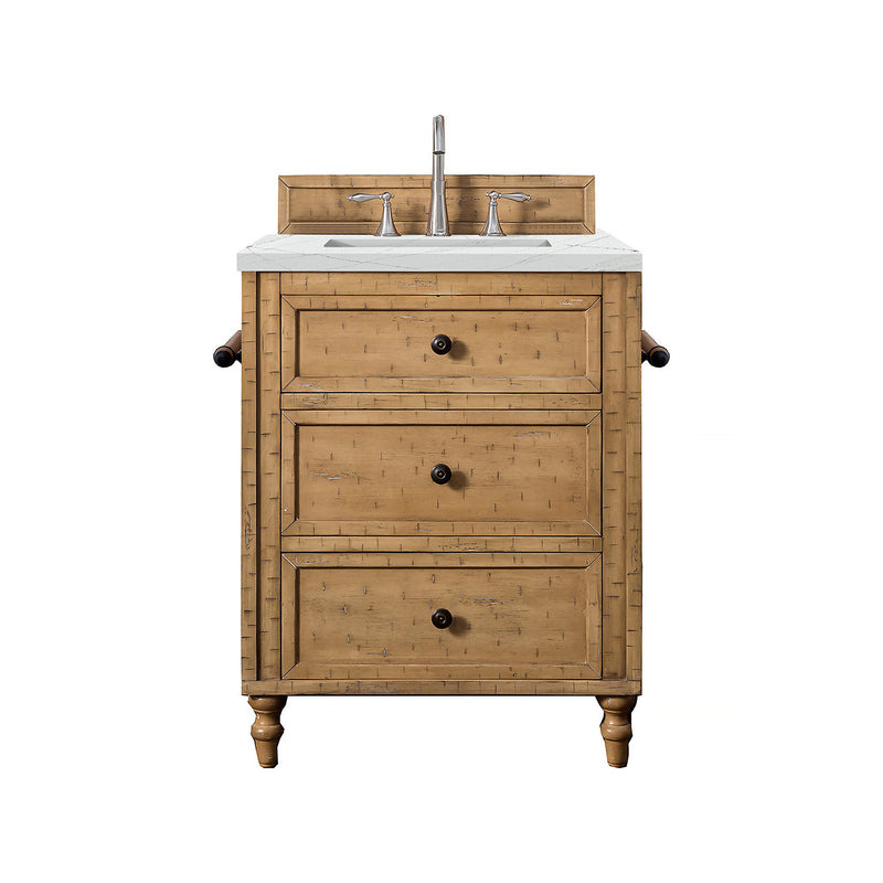 James Martin Copper Cove 26" Single Vanity Cabinet Driftwood Patina with 3 cm Ethereal Noctis Quartz Top 300-V26-DRP-3ENC