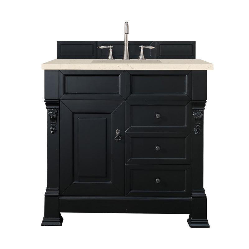 James Martin Brookfield 36" Antique Black Single Vanity with 3 cm Eternal Marfil Quartz Top 147-114-5536-3EMR