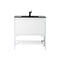 James Martin Milan 35.4" Single Vanity Cabinet Glossy White Glossy White with Charcoal Black Composite Top 801V35.4GWGWCHB