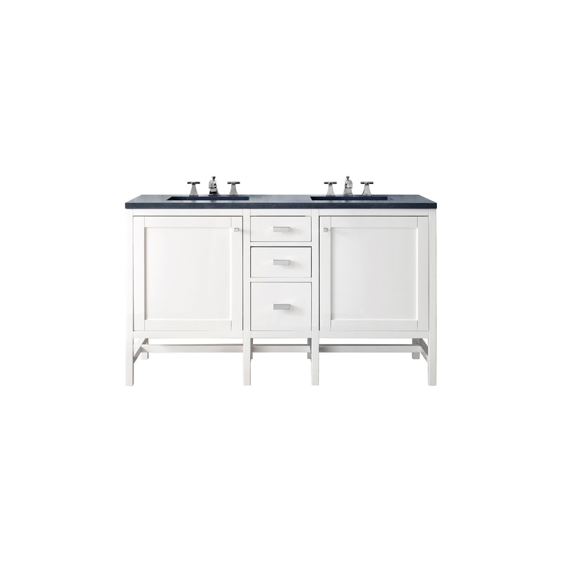 James Martin Addison 60" Double Vanity Cabinet Glossy White with 3 cm Charcoal Soapstone Quartz Top E444-V60D-GW-3CSP