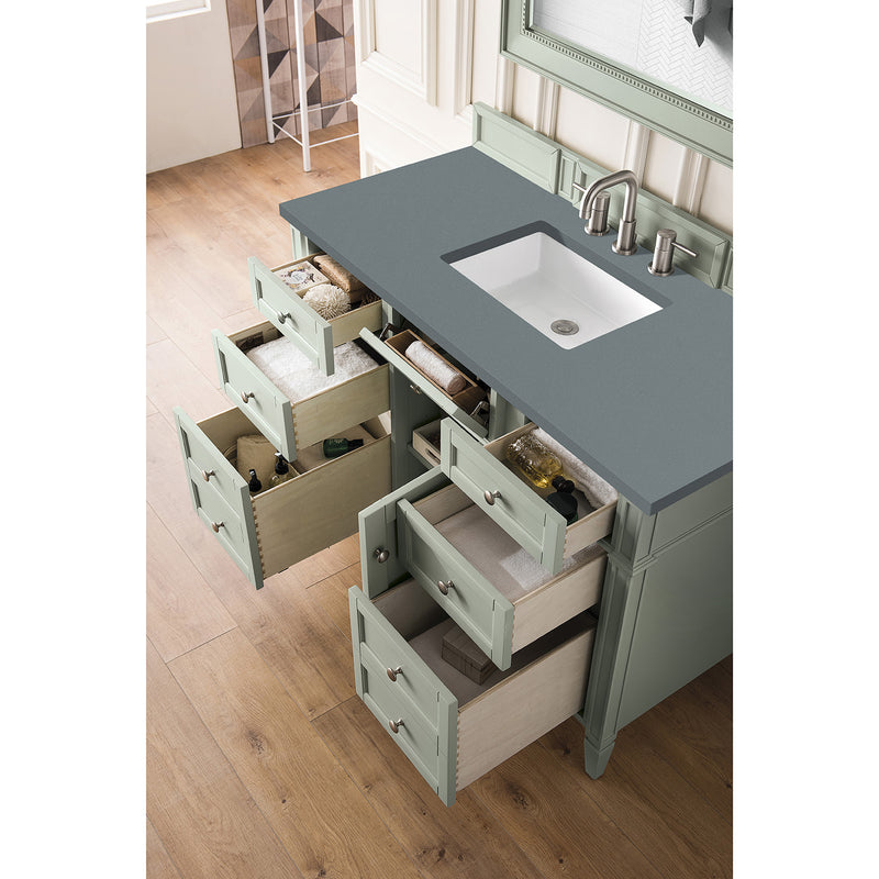 James Martin Brittany 48" Sage Green Single Vanity with 3 cm Cala Blue Quartz Top 650-V48-SGR-3CBL