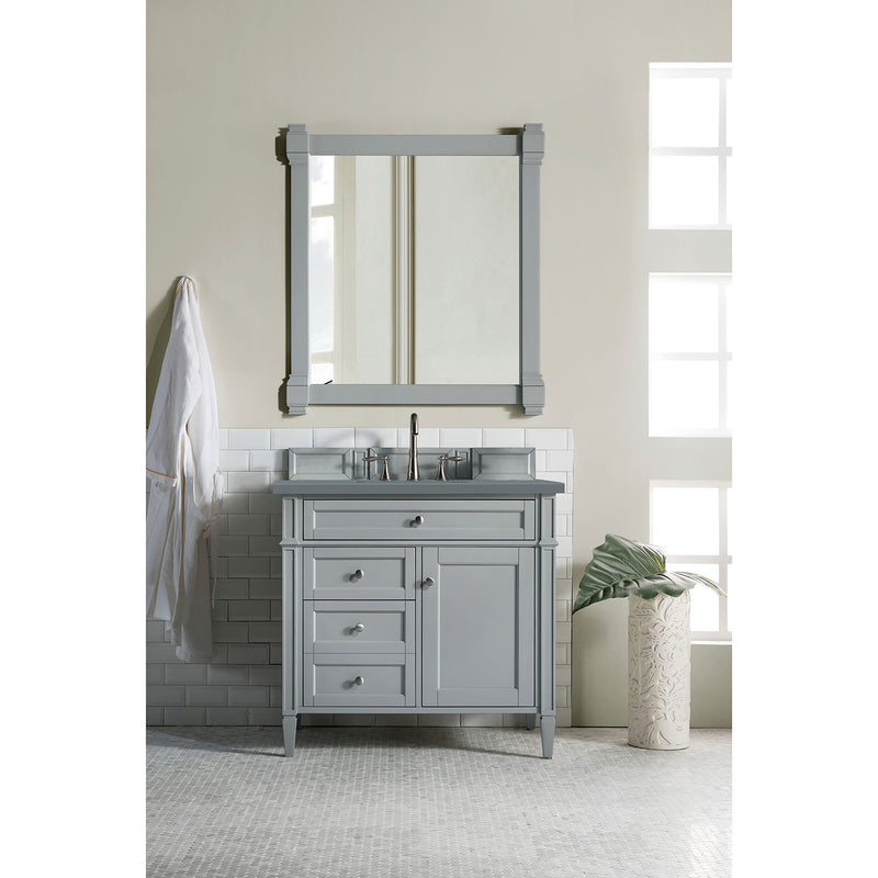 James Martin Brittany 36" Urban Gray Single Vanity with 3 cm Cala Blue Quartz Top 650-V36-UGR-3CBL