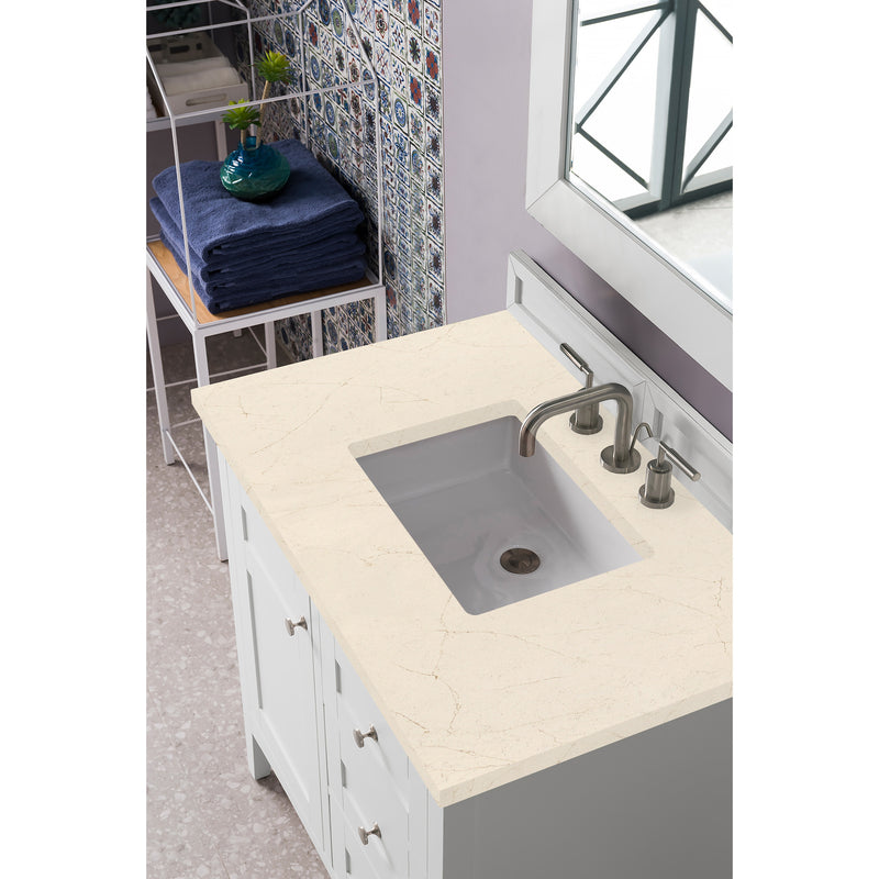 James Martin Palisades 36" Single Vanity Bright White with 3 cm Eternal Serena Quartz Top 527-V36-BW-3ESR