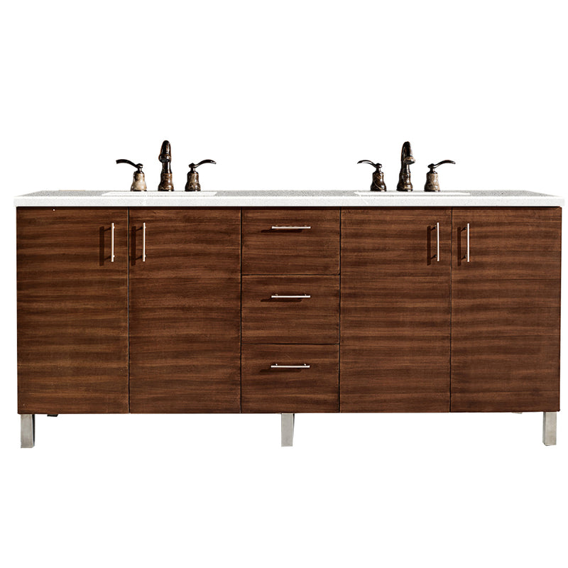 James Martin Metropolitan 72" Double Vanity American Walnut with 3 cm Eternal Serena Quartz Top 850-V72-AWT-3ESR