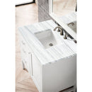 James Martin Addison 36" Single Vanity Cabinet Glossy White with 3 cm Arctic Fall Solid Surface Countertop E444-V36-GW-3AF