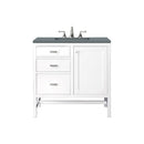 James Martin Addison 36" Single Vanity Cabinet Glossy White with 3 cm Cala Blue Top E444-V36-GW-3CBL