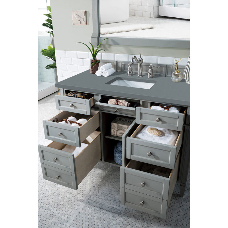 James Martin Brittany 48" Urban Gray Single Vanity with 3 cm Cala Blue Quartz Top 650-V48-UGR-3CBL