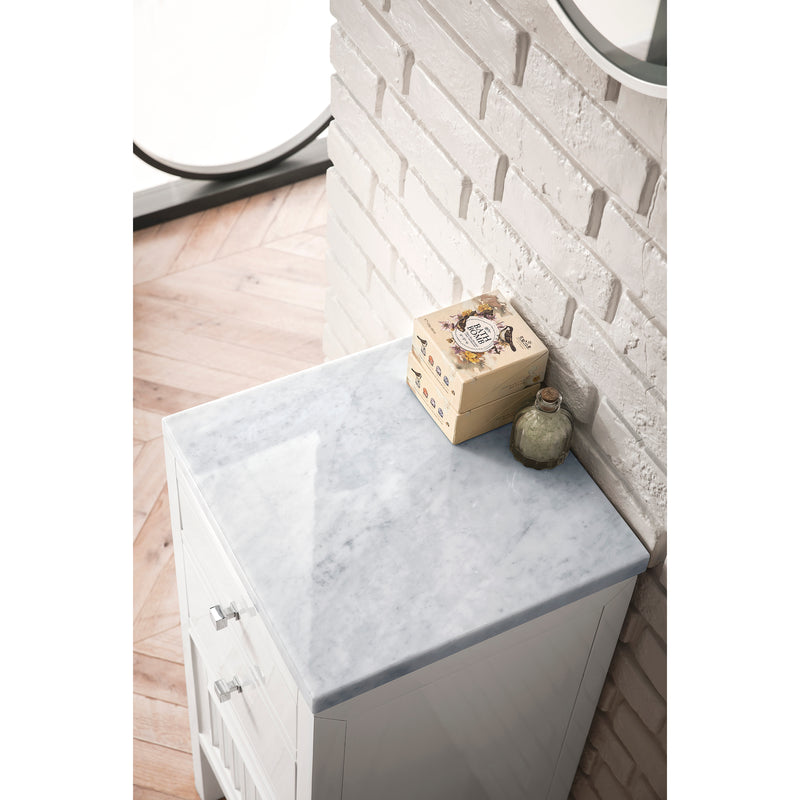 James Martin Athens 15" Cabinet with Drawers and Door Glossy White with 3 cm Carrara Marble Top E645-B15L-GW-3CAR