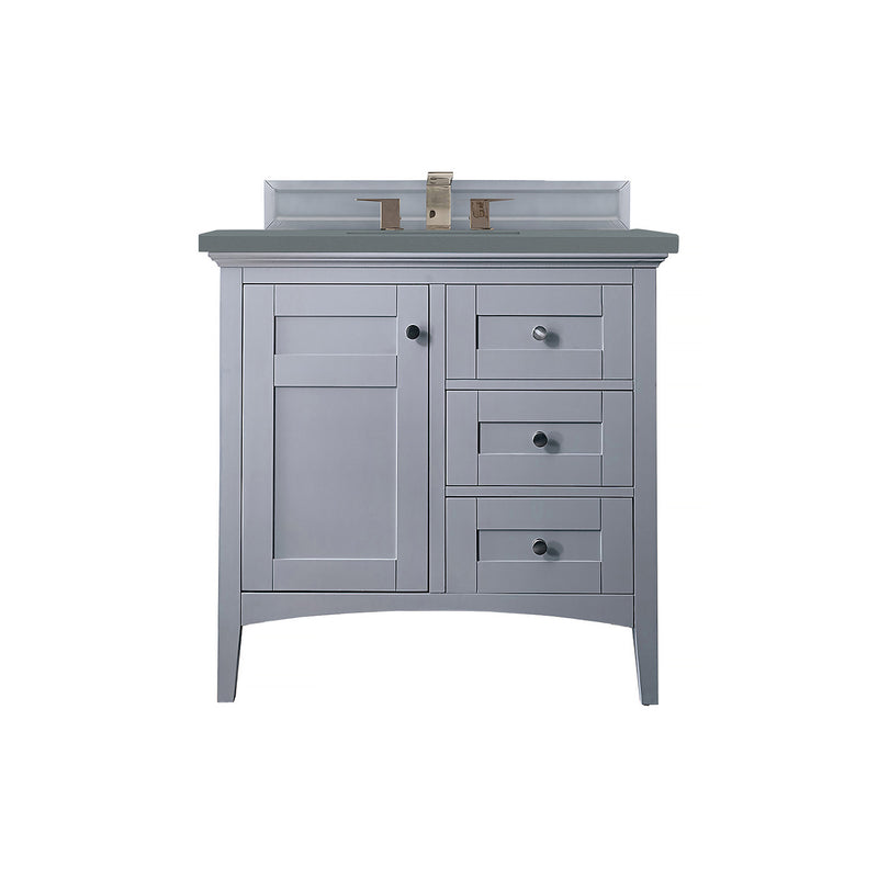 James Martin Palisades 36" Single Vanity Silver Gray with 3 cm Cala Blue Quartz Top 527-V36-SL-3CBL