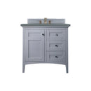 James Martin Palisades 36" Single Vanity Silver Gray with 3 cm Cala Blue Quartz Top 527-V36-SL-3CBL