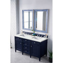 James Martin Brittany 60" Victory Blue Double Vanity with 3 cm Ethereal Noctis Quartz Top 650-V60D-VBL-3ENC