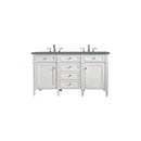 James Martin Brittany 60" Bright White Double Vanity with 3 cm Cala Blue Quartz Top 650-V60D-BW-3CBL