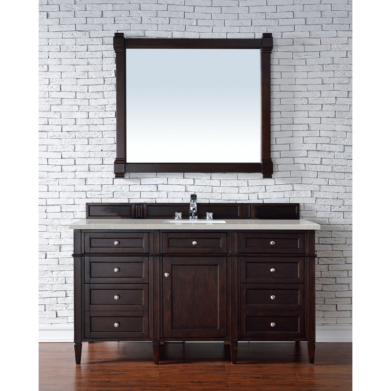 James Martin Brittany 60" Burnished Mahogany Single Vanity with 3 cm Eternal Serena Quartz Top 650-V60S-BNM-3ESR