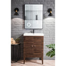 James Martin Linden 24" Single Vanity Cabinet Mid Century Walnut with White Glossy Resin Countertop E213-V24-WLT-WG