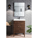 James Martin Linden 24" Single Vanity Cabinet Mid Century Walnut with White Glossy Composite Countertop E213V24WLTWG