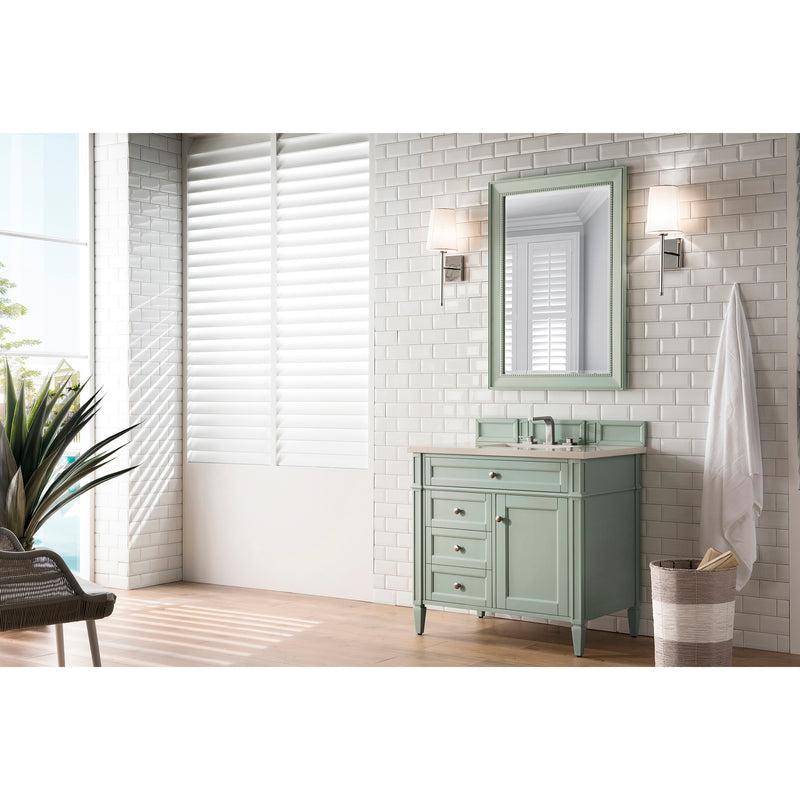 James Martin Brittany 36" Sage Green Single Vanity with 3 cm Eternal Marfil Quartz Top 650-V36-SGR-3EMR