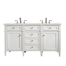 James Martin Brittany 60" Bright White Double Vanity with 3 cm Eternal Serena Quartz Top 650-V60D-BW-3ESR