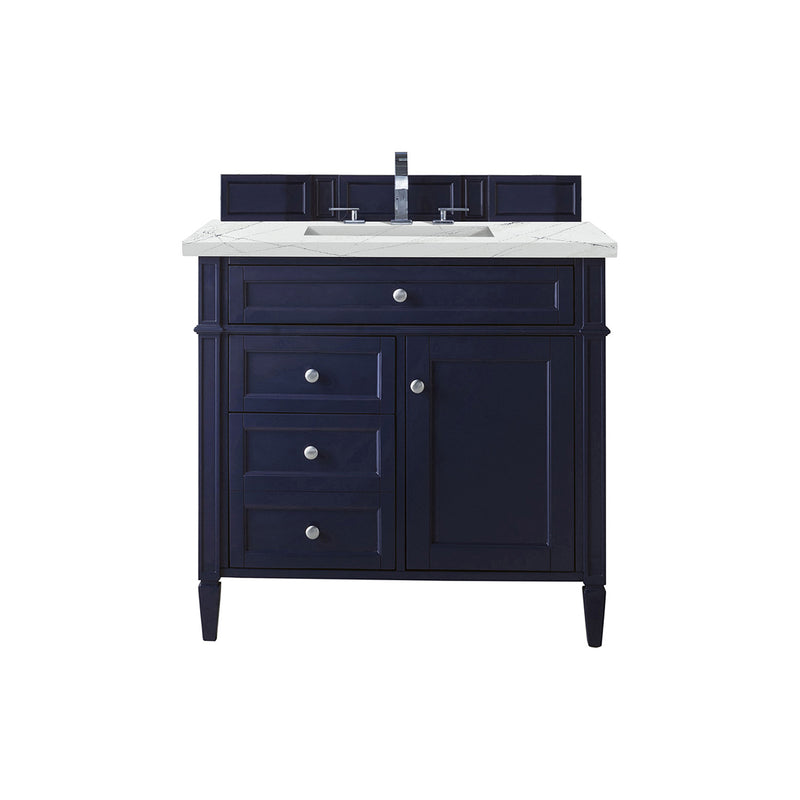 James Martin Brittany 36" Victory Blue Single Vanity with 3 cm Ethereal Noctis Quartz Top 650-V36-VBL-3ENC