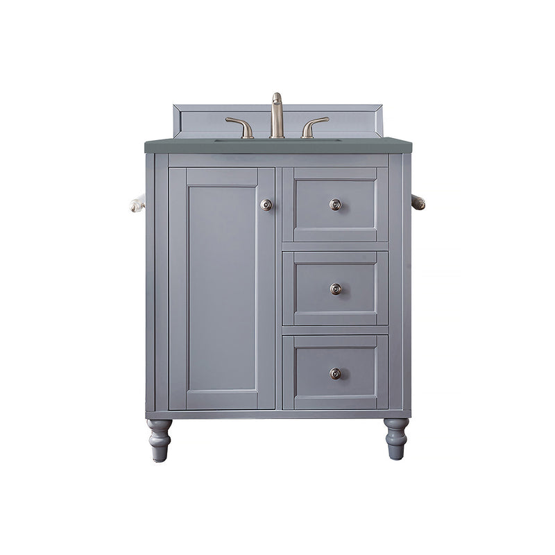 James Martin Copper Cove Encore 30" Single Vanity Silver Gray with 3 cm Cala Blue Quartz Top 301-V30-SL-3CBL