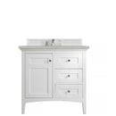 James Martin Palisades 36" Single Vanity Bright White with 3 cm Eternal Serena Quartz Top 527-V36-BW-3ESR