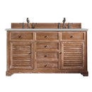 James Martin Savannah 60" Double Vanity Cabinet Driftwood with 3 cm Eternal Serena Quartz Top 238-104-5611-3ESR