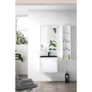 James Martin Milan 23.6" Single Vanity Cabinet Glossy White with Charcoal Black Composite Top 801V23.6GWCHB