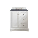 James Martin De Soto 30" Single Vanity Bright White with 3 cm Charcoal Soapstone Quartz Top 825-V30-BW-3CSP