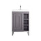 James Martin Alicante' 24" Single Vanity Cabinet Grey Smoke Brushed Nickel with White Glossy Resin Countertop E110-V24-GSM-BNK-WG