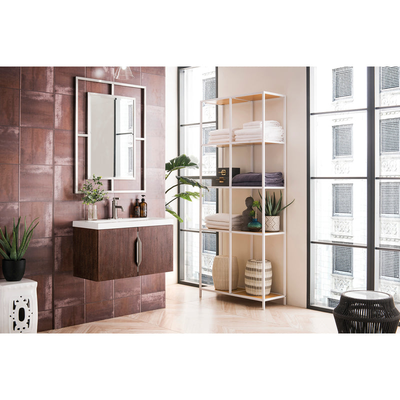 James Martin Columbia 31.5" Single Vanity Cabinet Coffee Oak with White Glossy Resin Countertop 388-V31.5-CFO-WG