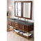 James Martin Columbia 72" Double Vanity Coffee Oak Radiant Gold with Dusk Gray Glossy Composite Top 388-V72D-CFO-RG-DGG