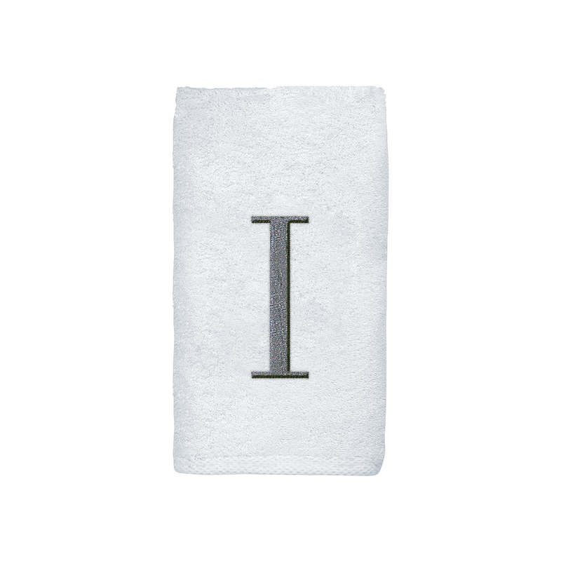 Avanti Towels White/Silver Block Monogram Hand Towel