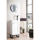 James Martin Chianti 16" Single Vanity Cabinet Glossy White Matte Black with White Glossy Resin Countertop E303-V16-GW-MBK-WG