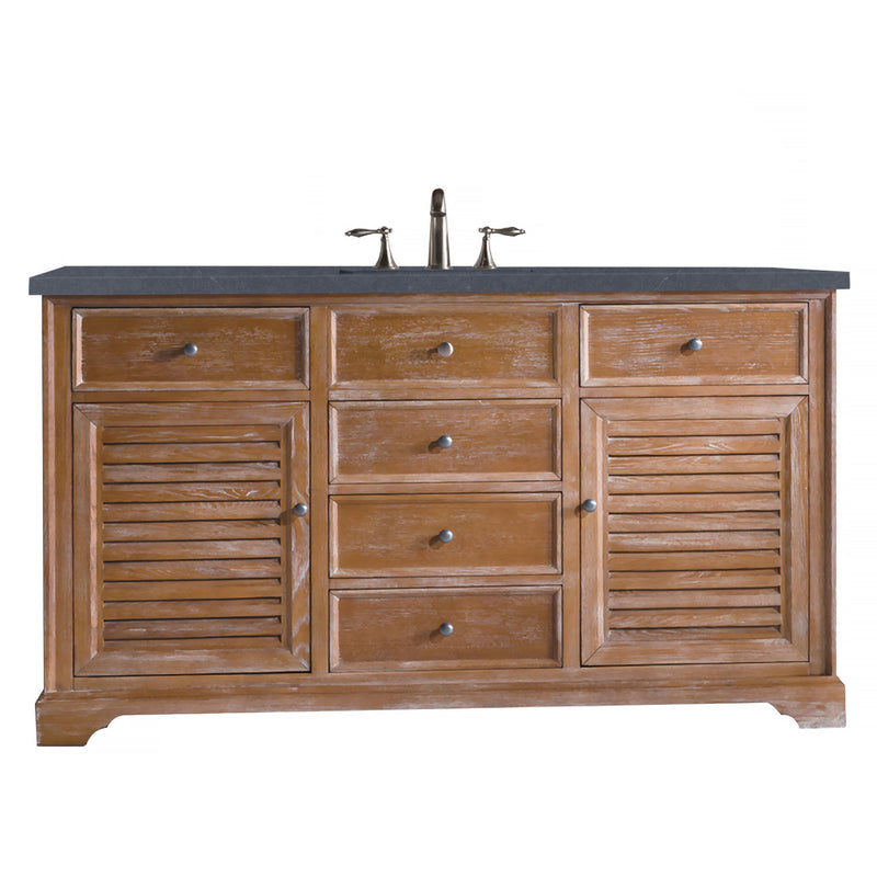 James Martin Savannah 60" Single Vanity Cabinet Driftwood with 3 cm Charcoal Soapstone Quartz Top 238-104-5311-3CSP