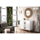 James Martin Alicante' 39.5" Single Vanity Cabinet Glossy White Radiant Gold with White Glossy Resin Countertop E110-V39.5-GW-RGD-WG