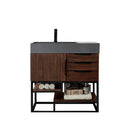 James Martin Columbia 36" Single Vanity Coffee Oak Matte Black with Dusk Gray Glossy Composite Top 388-V36-CFO-MB-DGG