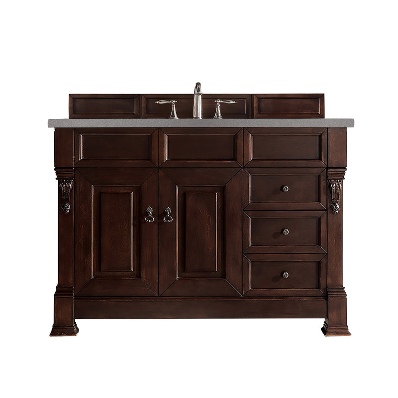 James Martin Brookfield 48" Burnished Mahogany Single Vanity with 3 cm Grey Expo Quartz Top 147-114-5266-3GEX