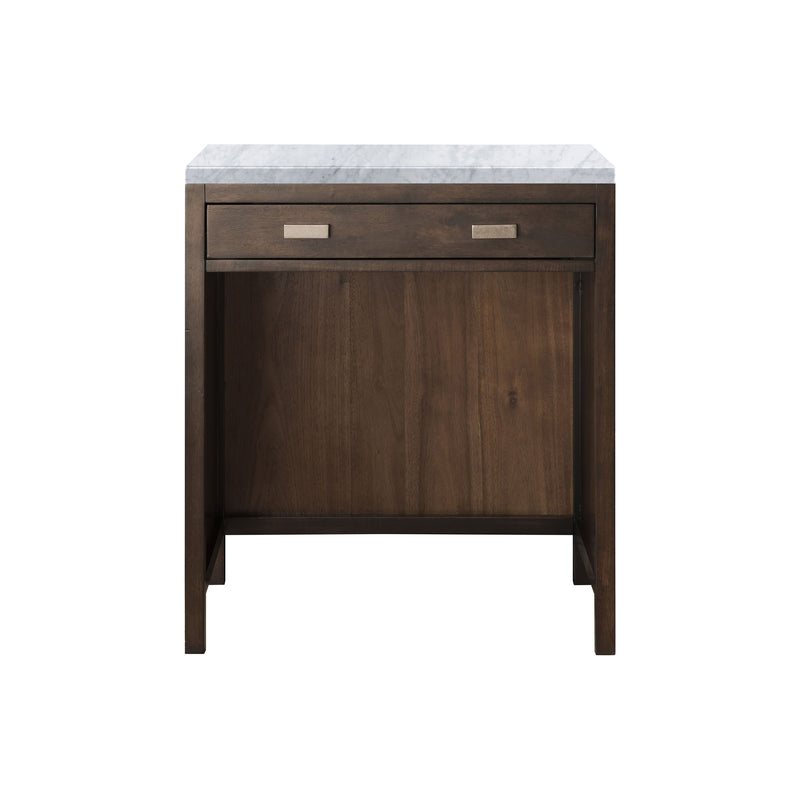 James Martin Addison 30" Free-standing Countertop Unit Makeup Counter Mid Century Acacia with 3 cm Carrara Marble Top E444-CU30-MCA-3CAR