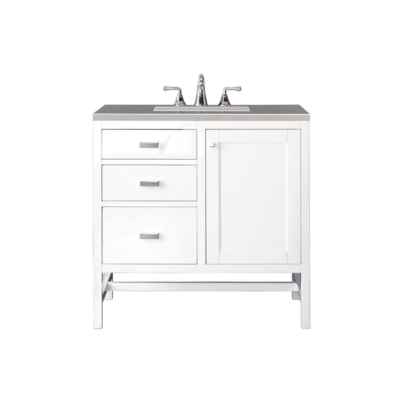 James Martin Addison 36" Single Vanity Cabinet Glossy White with 3 cm Grey Expo Quartz Top E444-V36-GW-3GEX