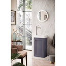 James Martin Chianti 16" Single Vanity Cabinet Mineral Gray with White Glossy Resin Countertop E303-V16-MG-WG