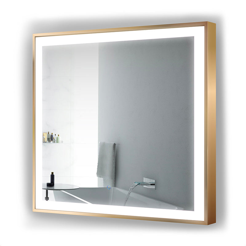 Krugg Soho 36" X 36" Gold LED Bathroom Mirror SOHO3636G