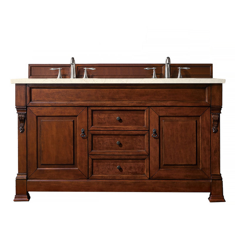 James Martin Brookfield 60" Warm Cherry Double Vanity with 3 cm Eternal Marfil Quartz Top 147-114-5681-3EMR