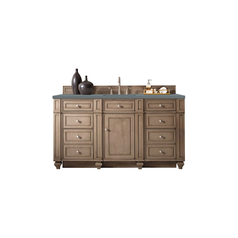 James Martin Bristol 60" Single Vanity Whitewashed Walnut with 3 cm Cala Blue Quartz Top 157-V60S-WW-3CBL