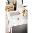 James Martin Chianti 24" Single Vanity Cabinet Glossy White Radiant Gold with White Glossy Resin Countertop E303-V24-GW-RGD-WG